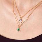 Green Enamel Four Leaf Clover Charm Solid Gold