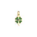 Green Enamel Four Leaf Clover Charm Solid Gold