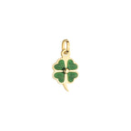 Green Enamel Four Leaf Clover Charm Solid Gold