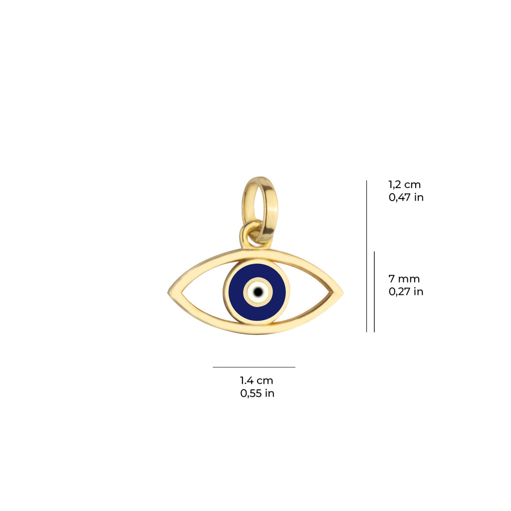 Enamel Evil Eye Charm Solid Gold