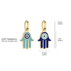 Double Sided Enamel Evil Eye Hamsa Charm Solid Gold