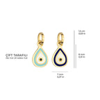 Double Sided Enamel Evil Eye Charm Solid Gold