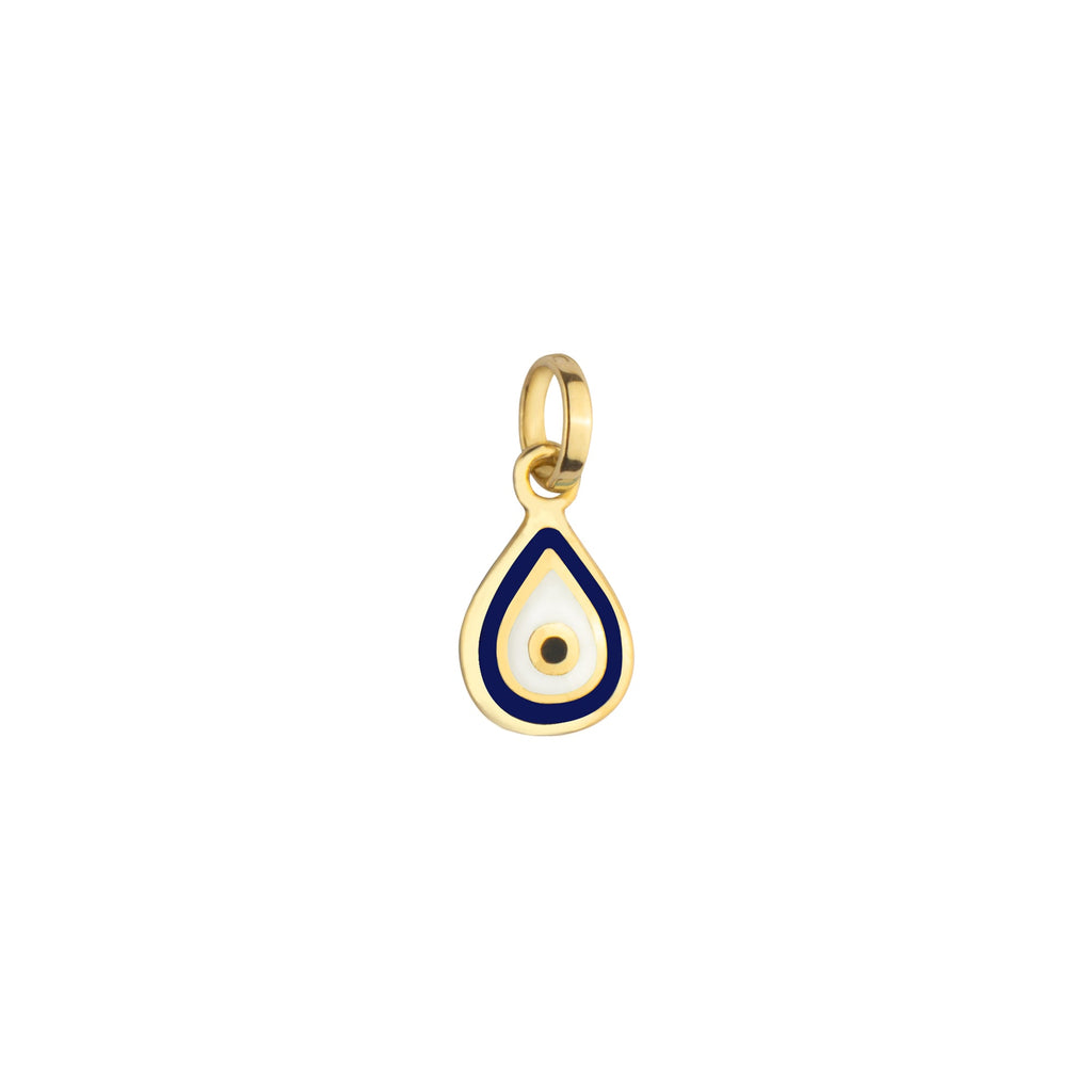 Double Sided Enamel Evil Eye Charm Solid Gold