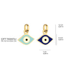 Double Sided Enamel Evil Eye Charm Solid Gold