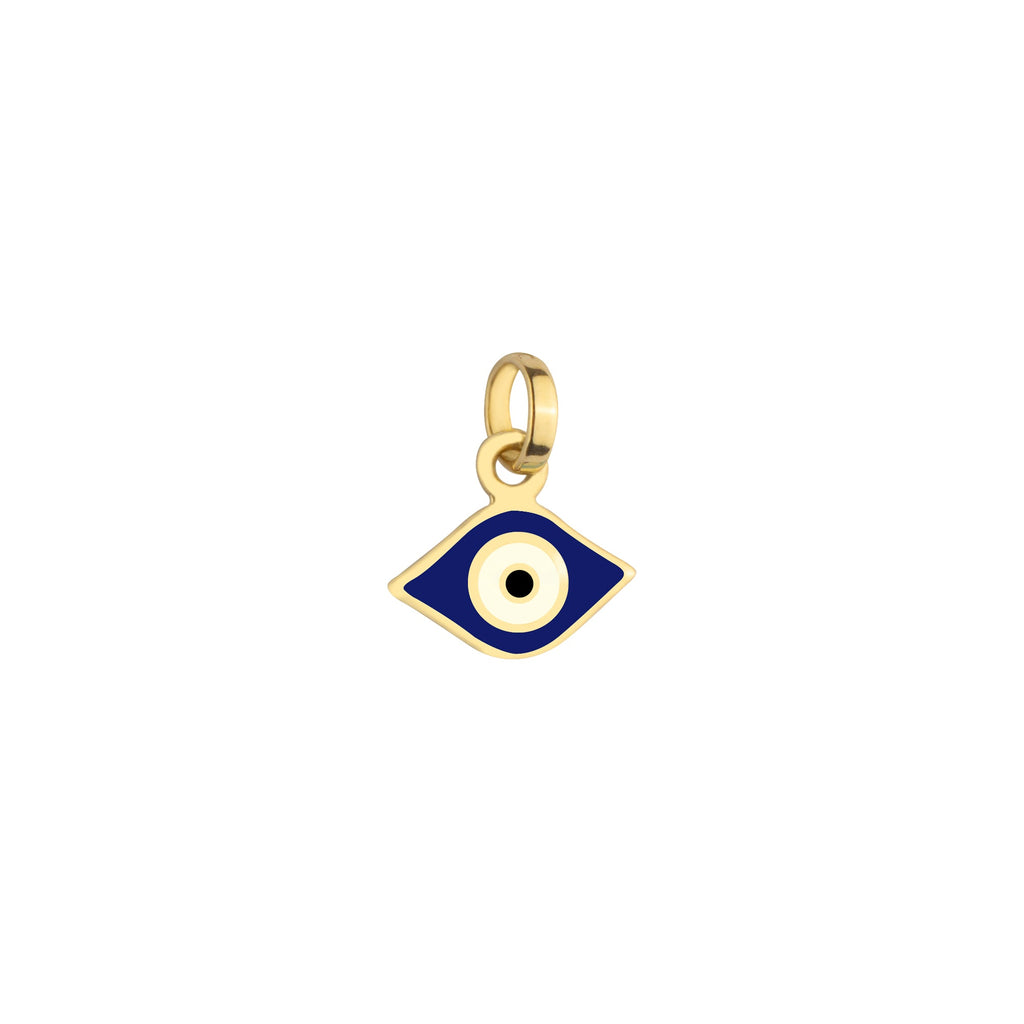 Double Sided Enamel Evil Eye Charm Solid Gold