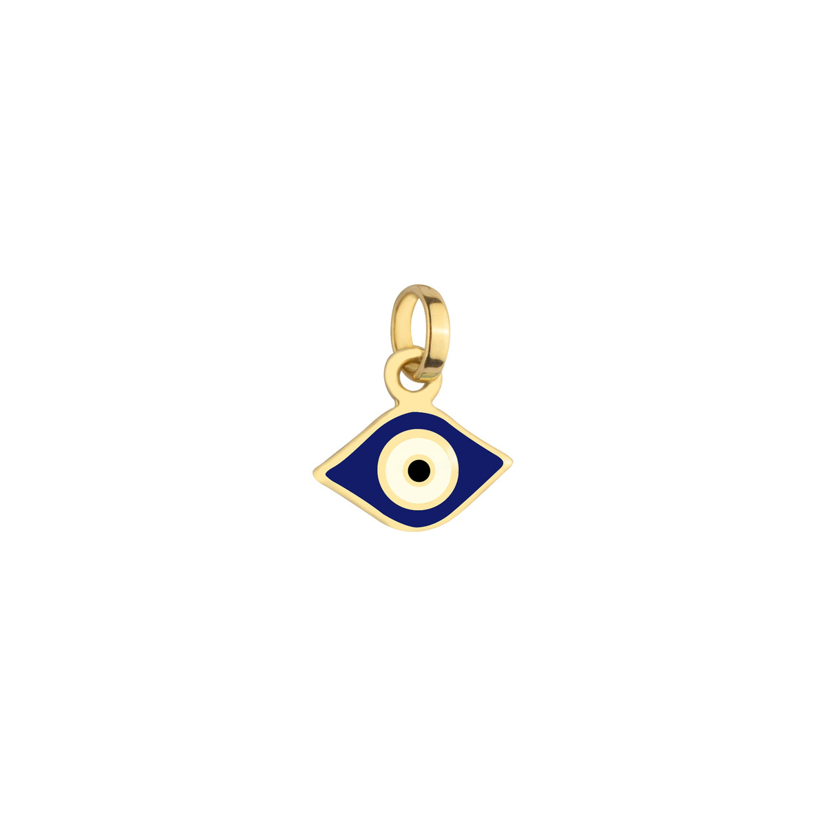 Double Sided Enamel Evil Eye Charm Solid Gold