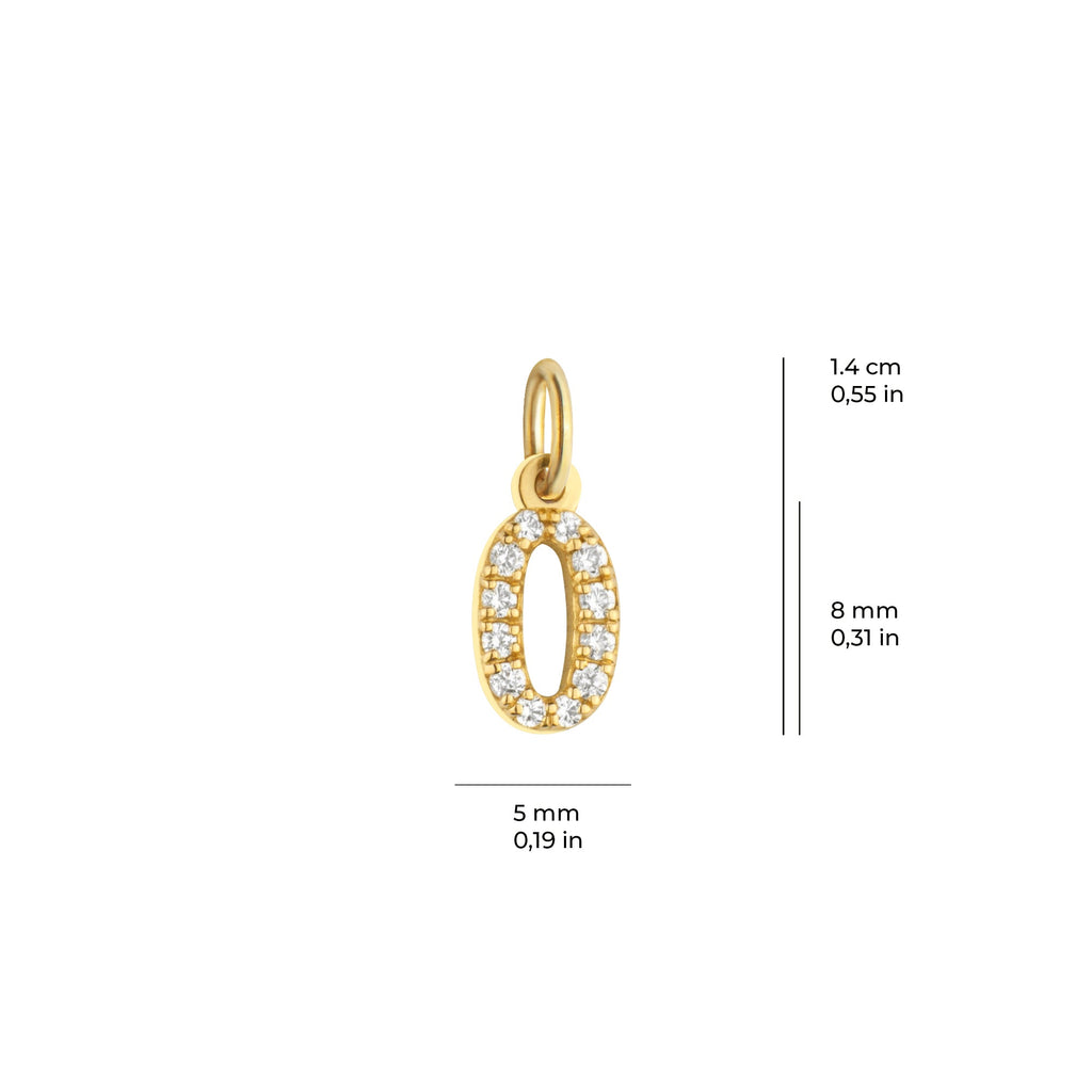 Number 0 Charm Solid Gold