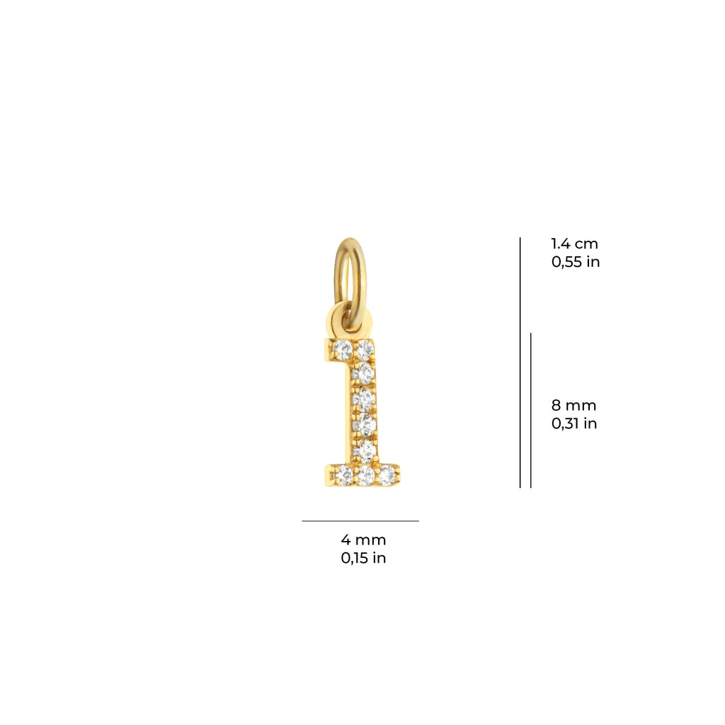Number 1 Charm Solid Gold