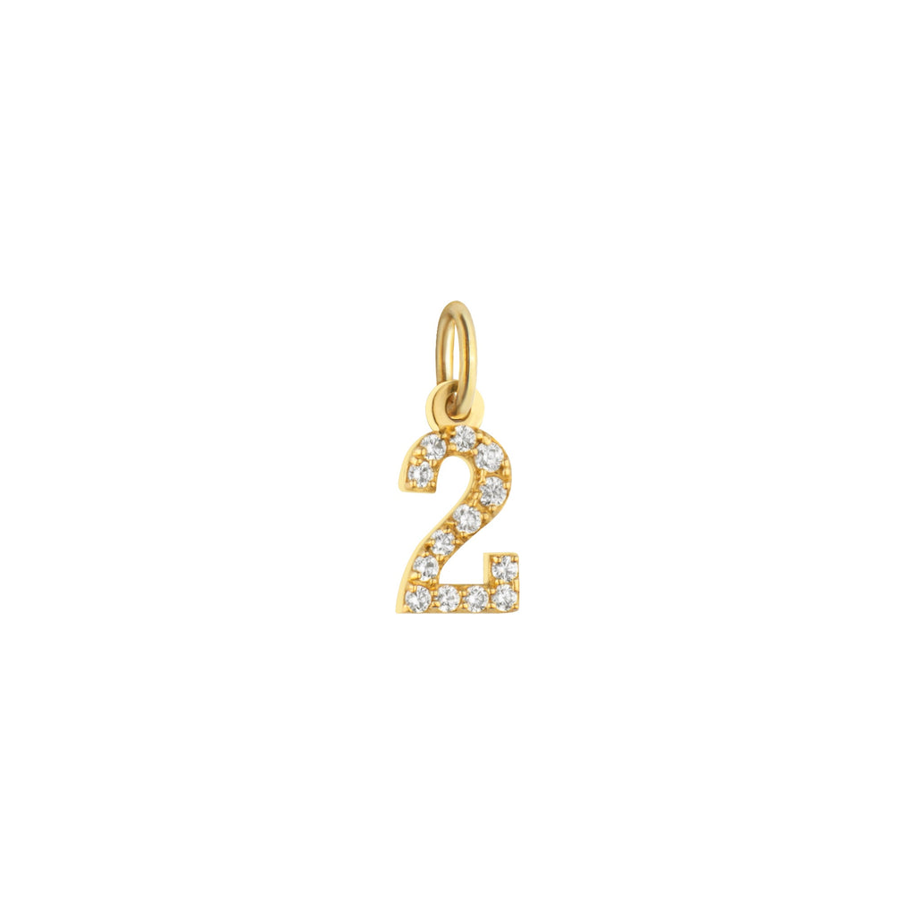 Number 2 Charm Solid Gold