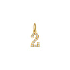 Number 2 Charm Solid Gold
