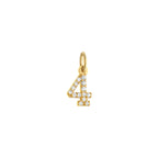 Number 4 Charm Solid Gold