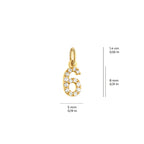 Number 6 Charm Solid Gold