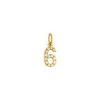Number 6 Charm Solid Gold