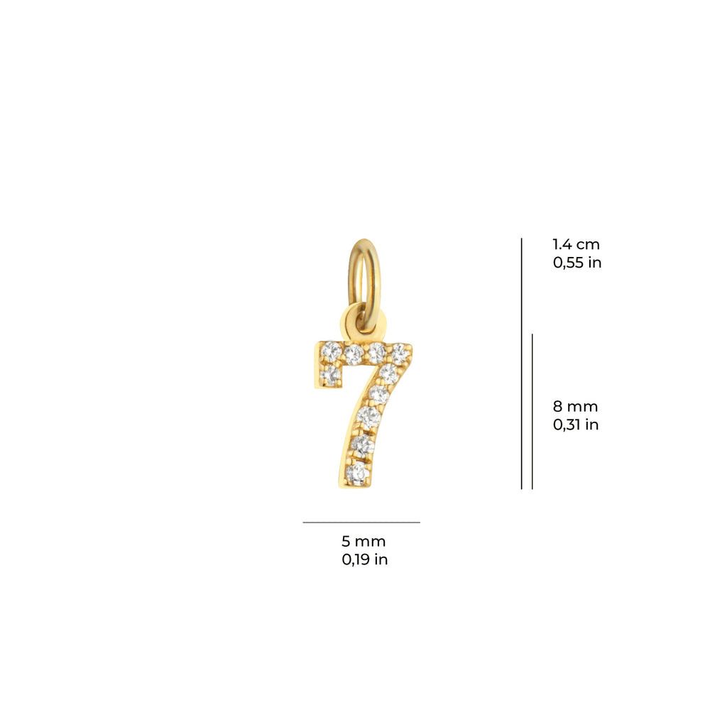 Lucky Number 7 Charm Solid Gold