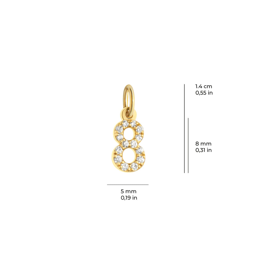 Number 8 Infinity Charm Solid Gold