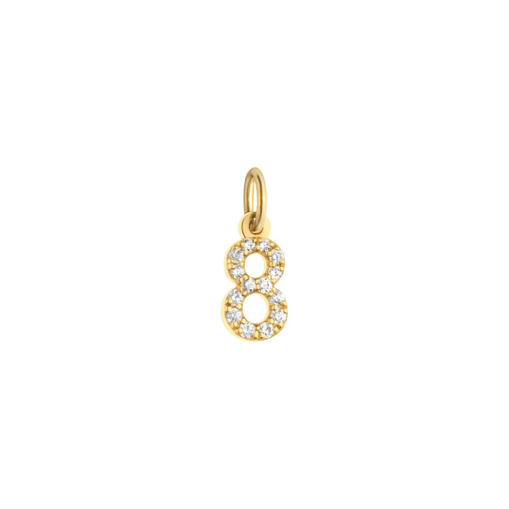 Number 8 Infinity Charm Solid Gold