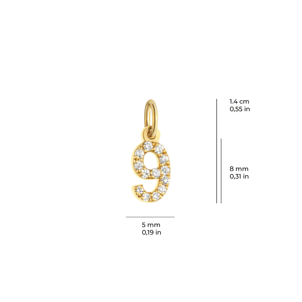 Number 9 Charm Solid Gold