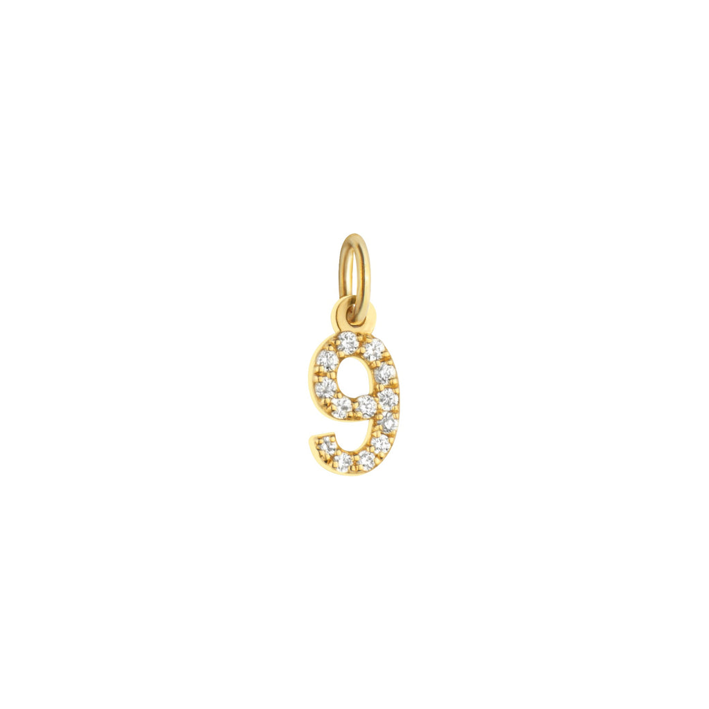 Number 9 Charm Solid Gold