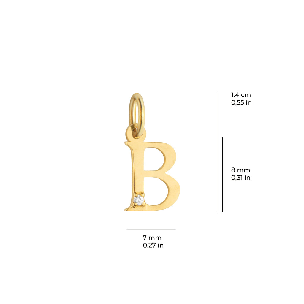 Letter B Charm Solid Gold