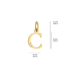 Letter C Charm Solid Gold