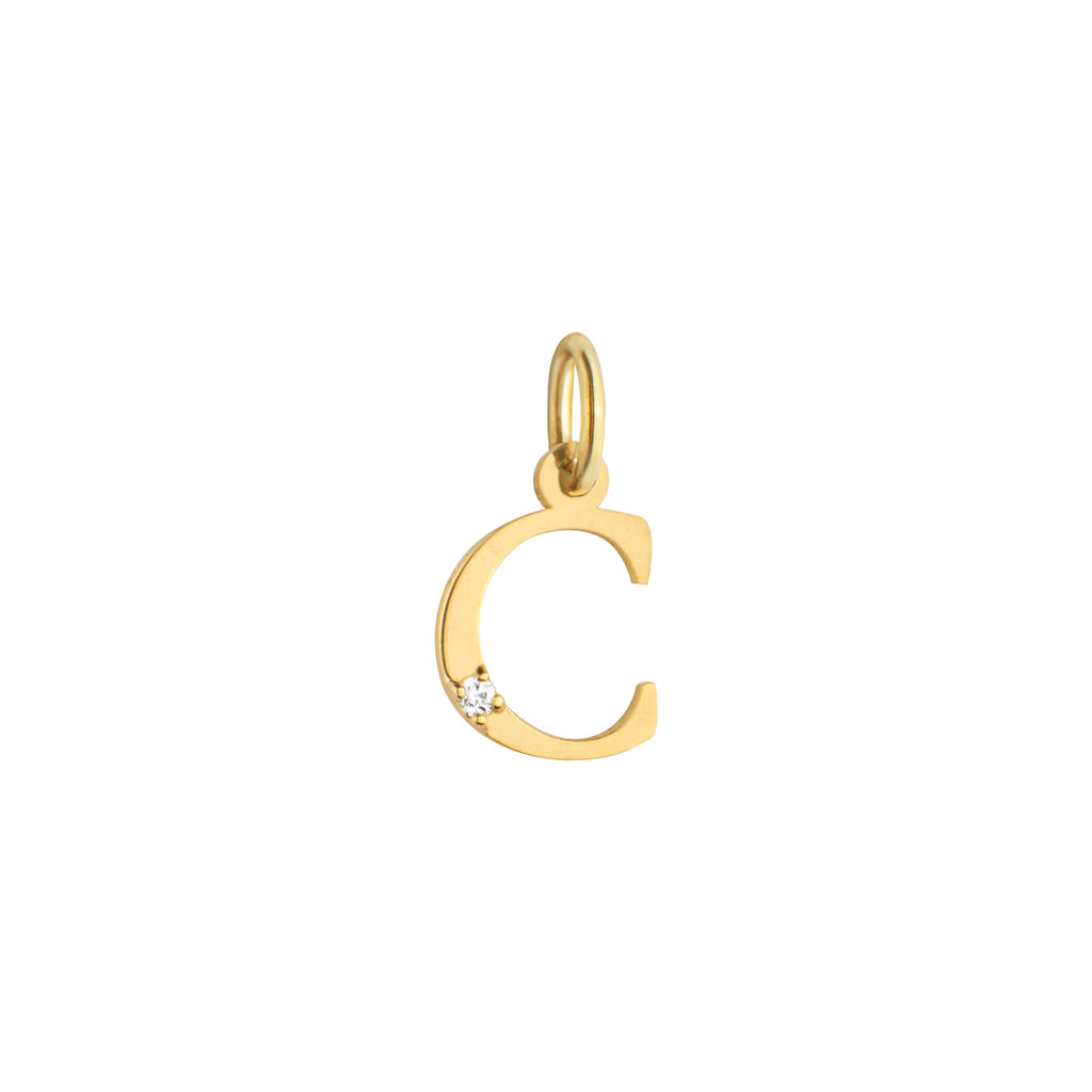 Letter C Charm Solid Gold