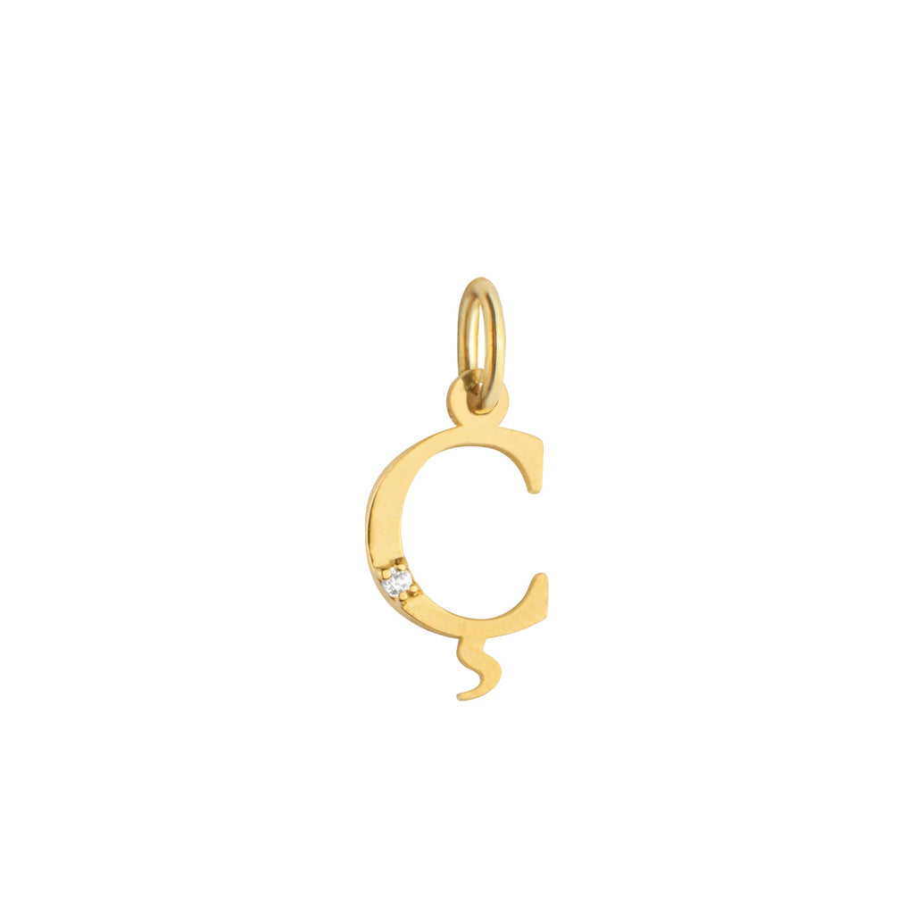 Letter C Charm Solid Gold