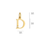 Letter D Charm Solid Gold