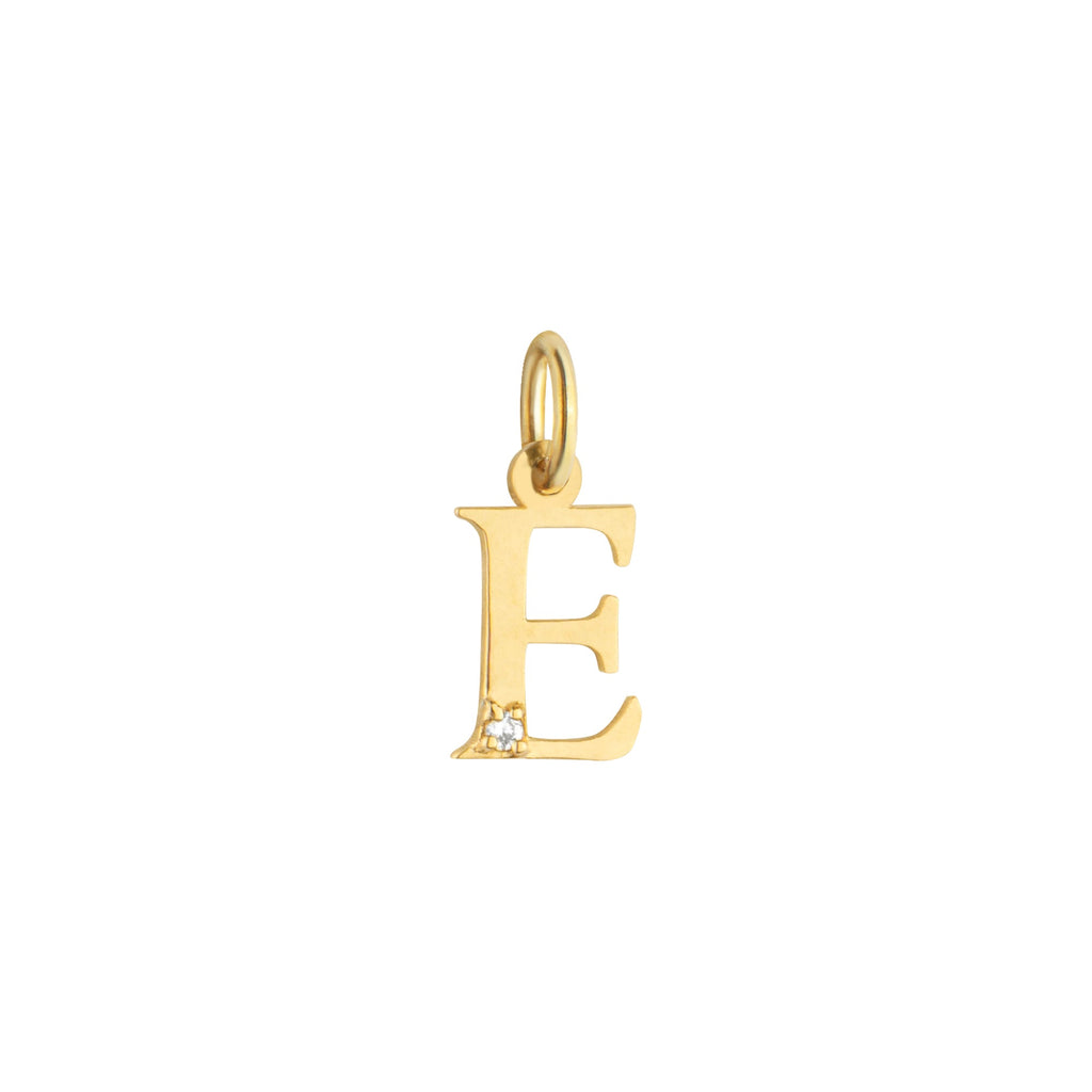 Letter E Charm Solid Gold