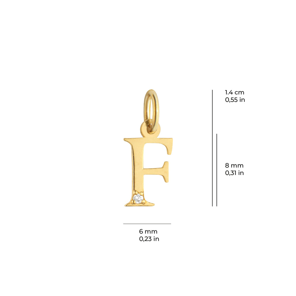 Letter F Charm Solid Gold