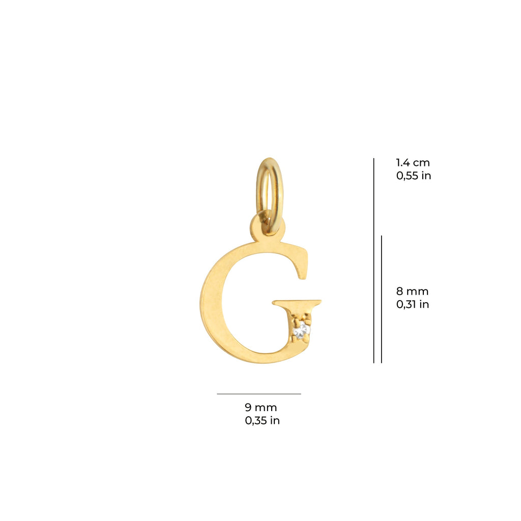 Letter G Charm Solid Gold