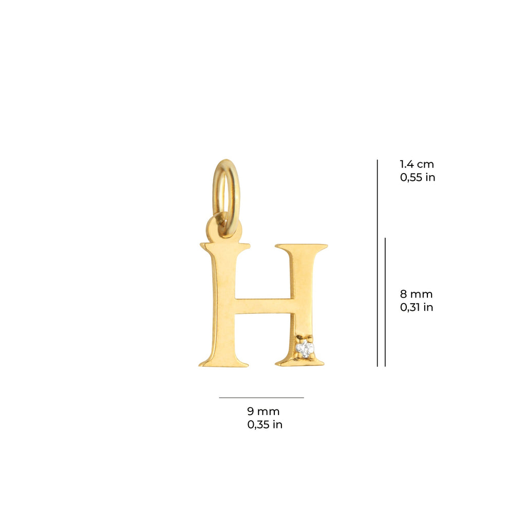 Letter H Charm Solid Gold