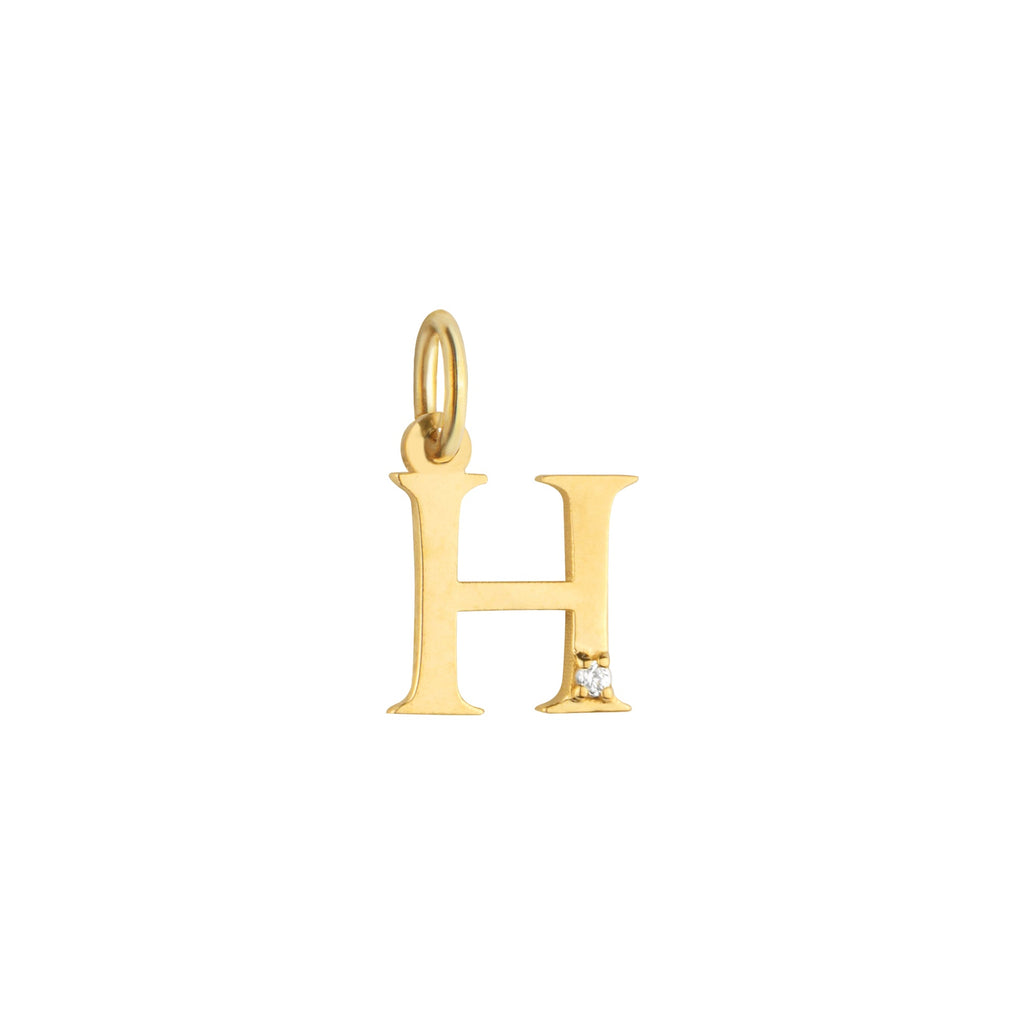 Letter H Charm Solid Gold