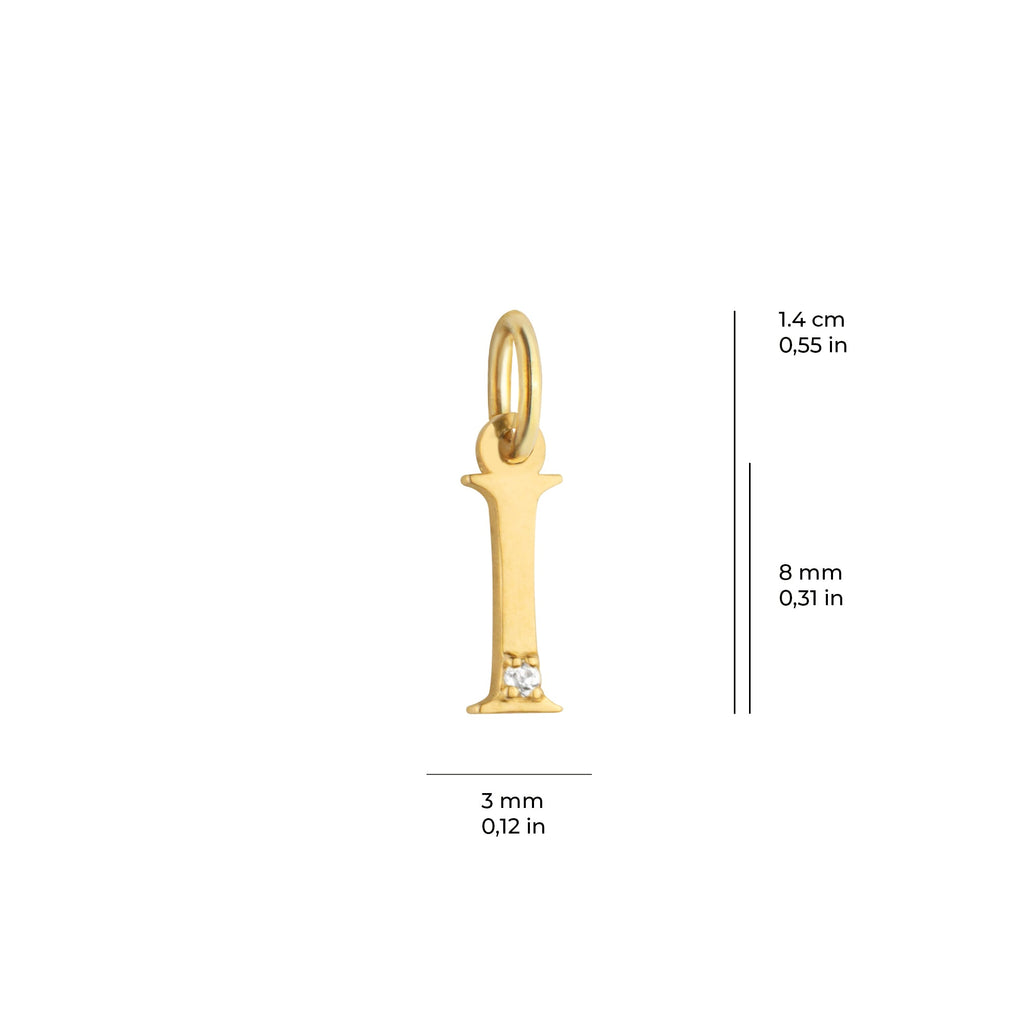Letter I Charm Solid Gold