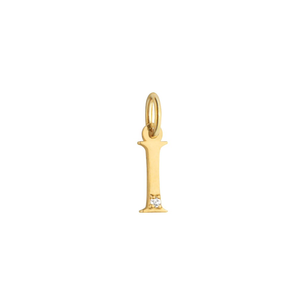 Letter I Charm Solid Gold