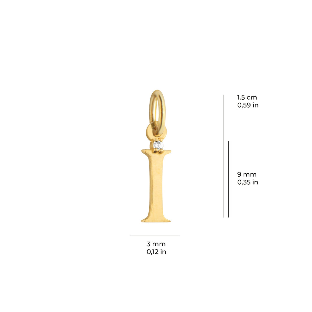 Letter I Charm Solid Gold