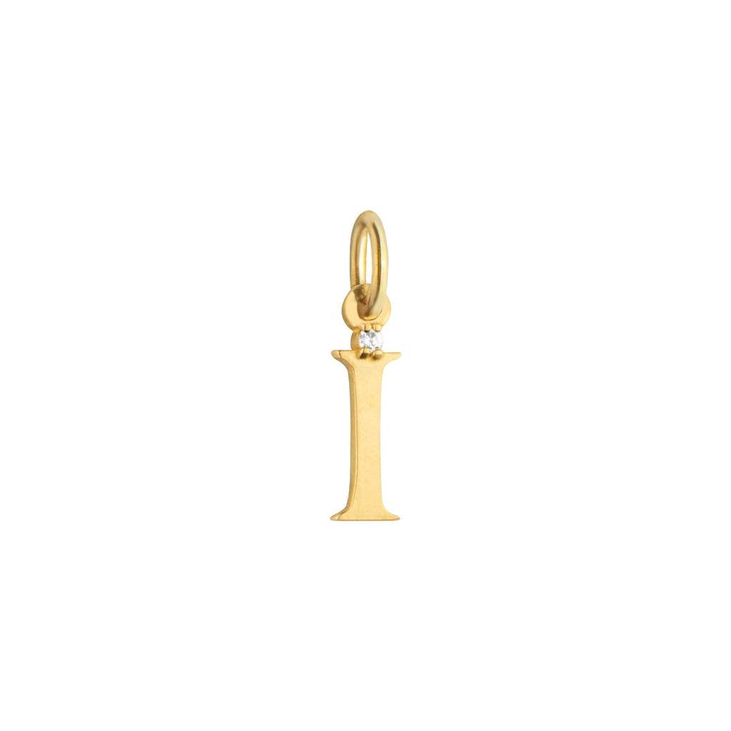 Letter I Charm Solid Gold