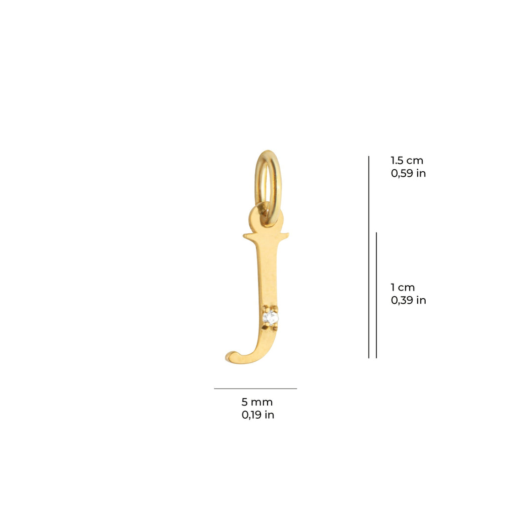 Letter J Charm Solid Gold