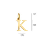 Letter K Charm Solid Gold