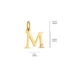 Letter M Charm Solid Gold