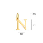Letter N Charm Solid Gold