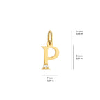 Letter P Charm Solid Gold