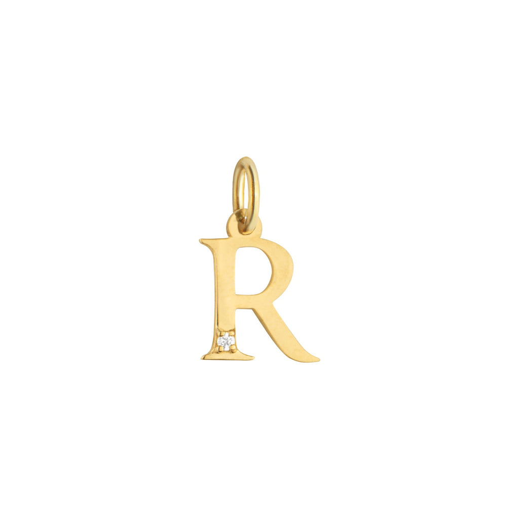 Letter R Charm Solid Gold