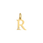 Letter R Charm Solid Gold
