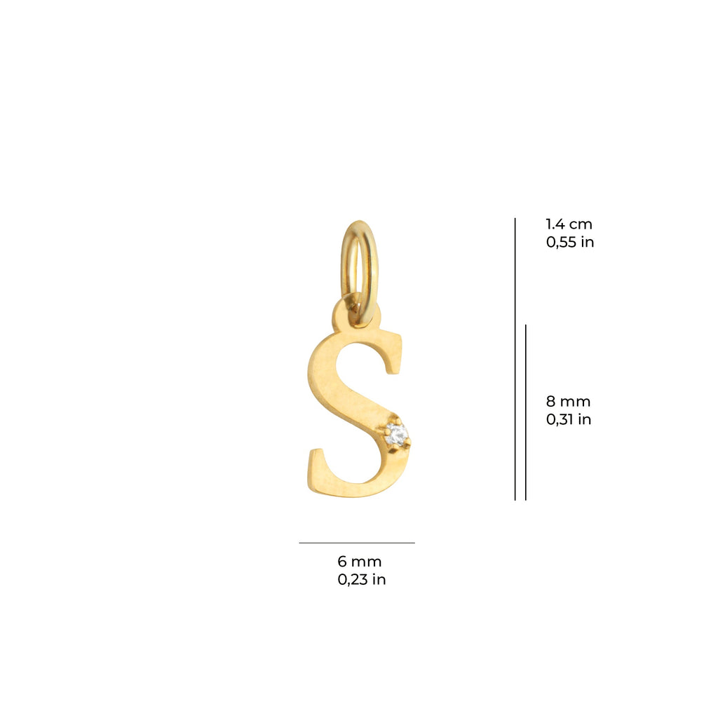 Letter S Charm Solid Gold