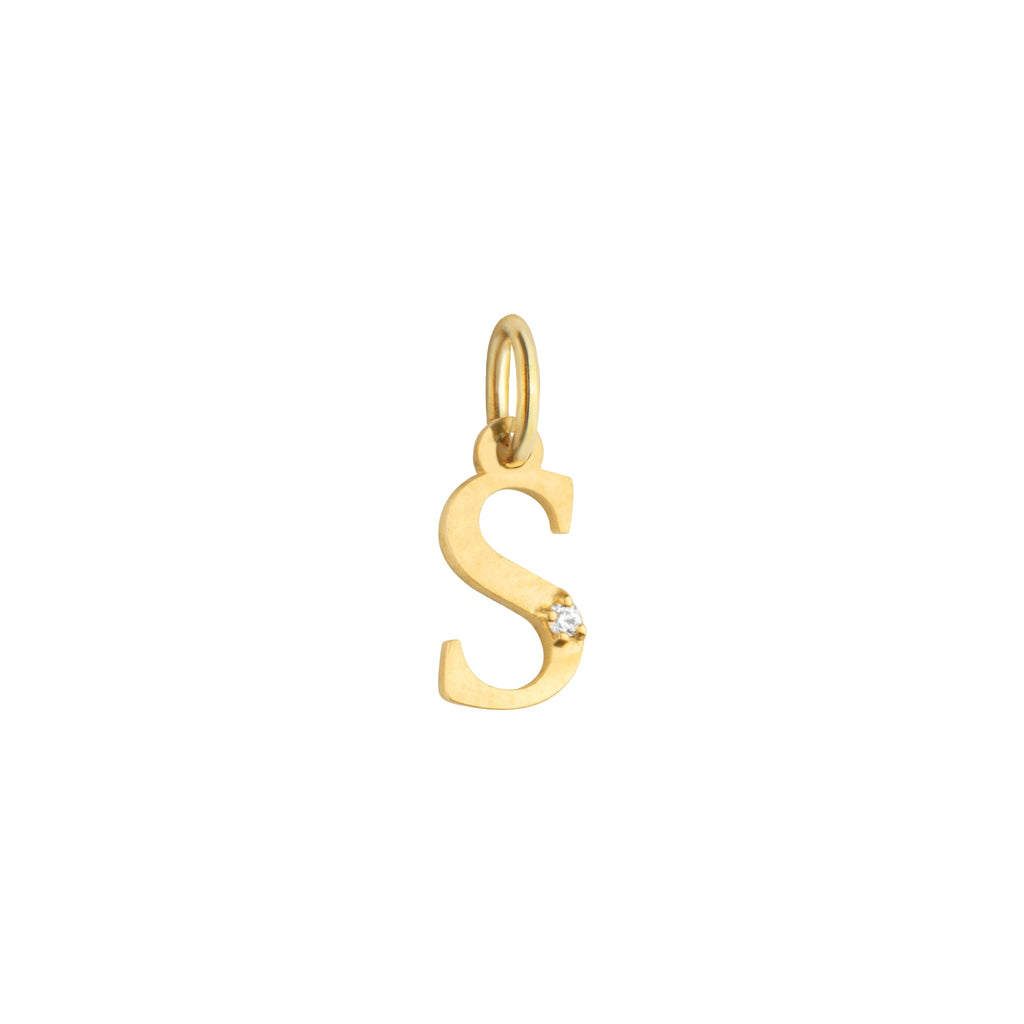 Letter S Charm Solid Gold