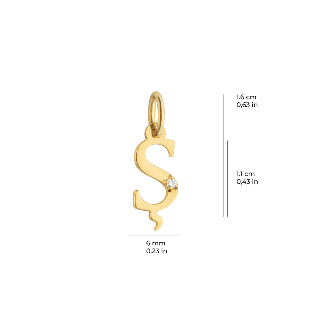 Letter S Charm Solid Gold