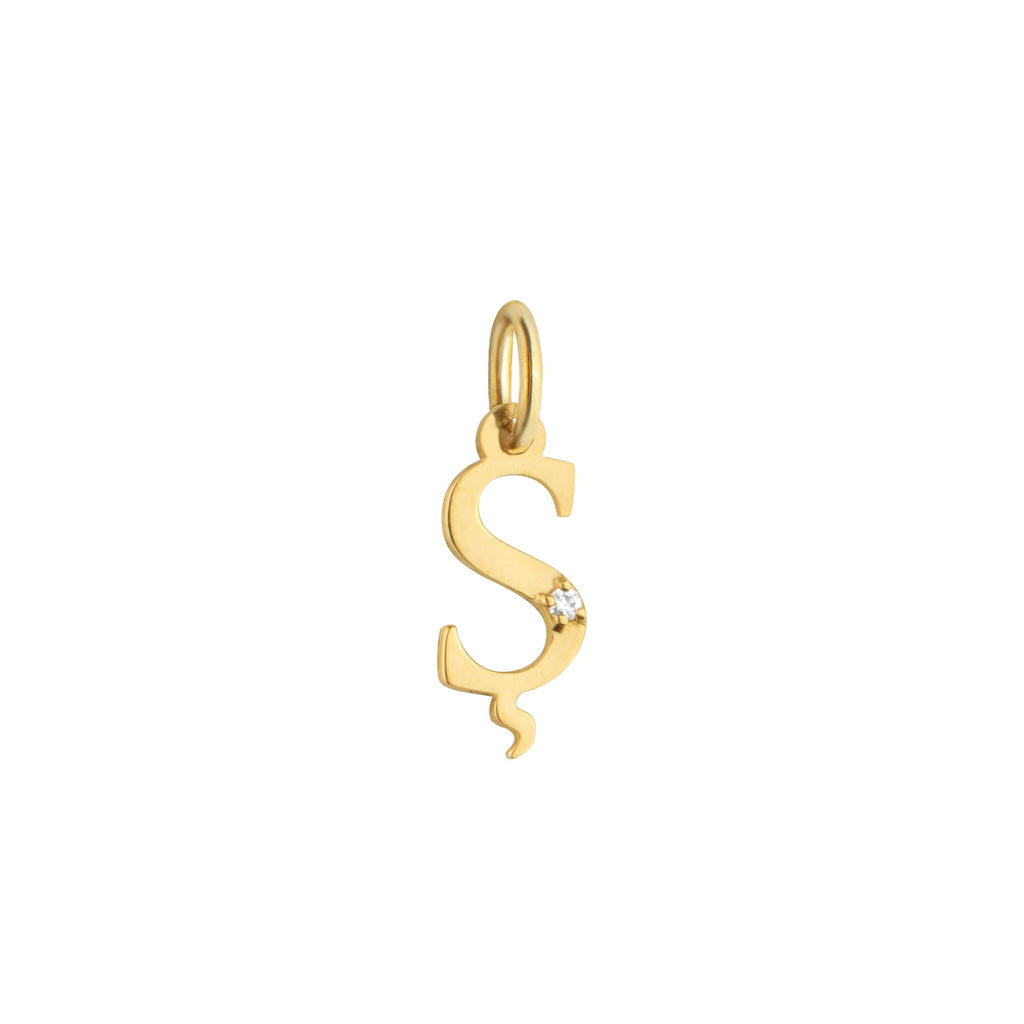 Letter S Charm Solid Gold