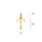 Letter T Charm Solid Gold