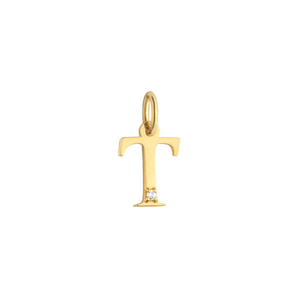 Letter T Charm Solid Gold