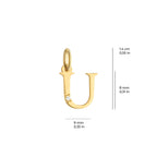 Letter U Charm Solid Gold